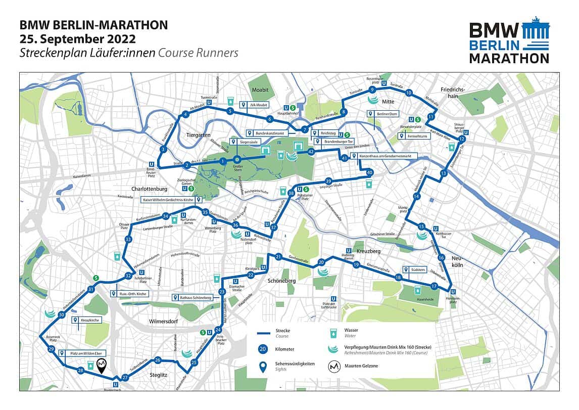 Berlin Marathon 2022 Route Map